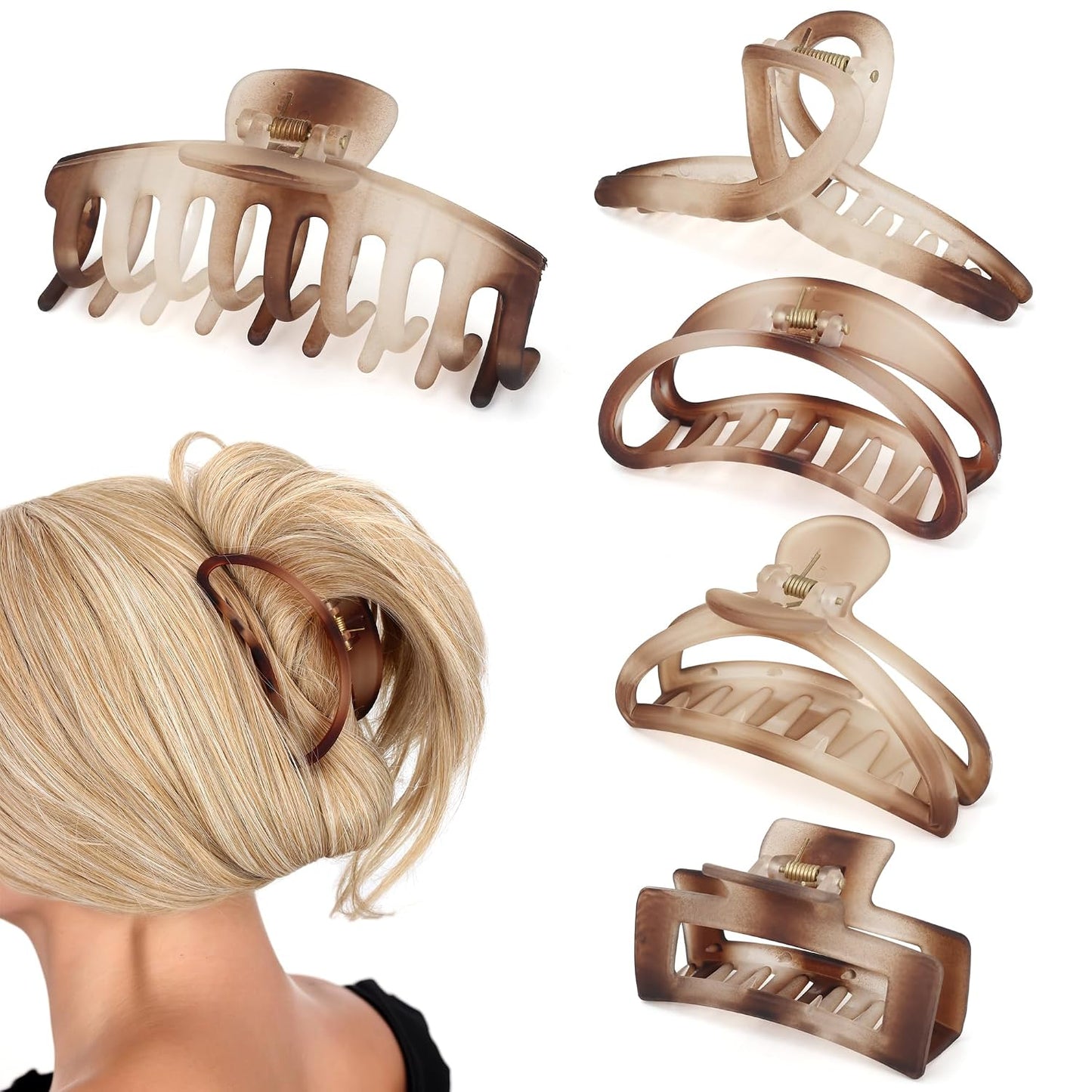 Big Hair Claw Clips - 5.1-Inch Jelly Clips for Long, Thick Hair | Set of 4