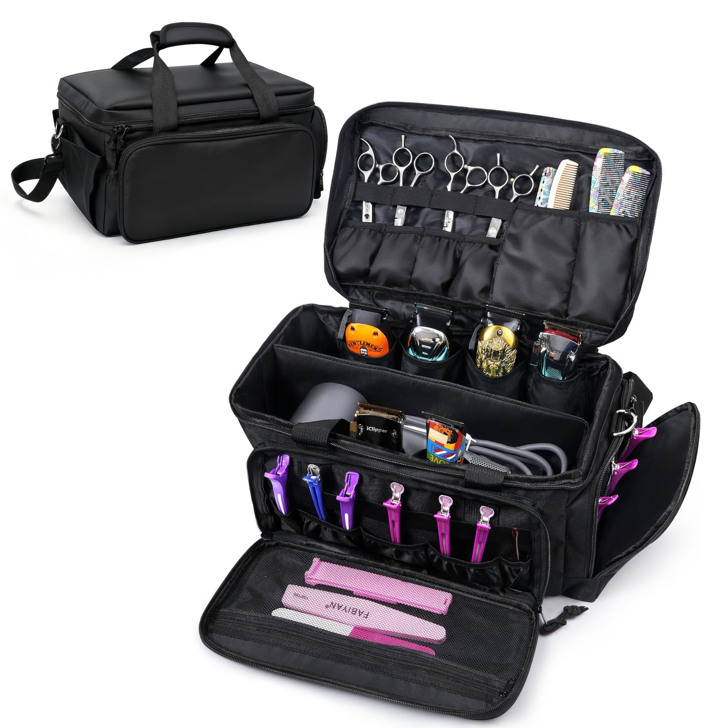 Barber Supplies Bag Protable &Multiple Pockets,Soft Than Barber Case, Large Capacity Hairdresser Bag with Adjustable Dividers,Professional Hairdressing Equipment Beauty Salon Tool Travel Storage Case