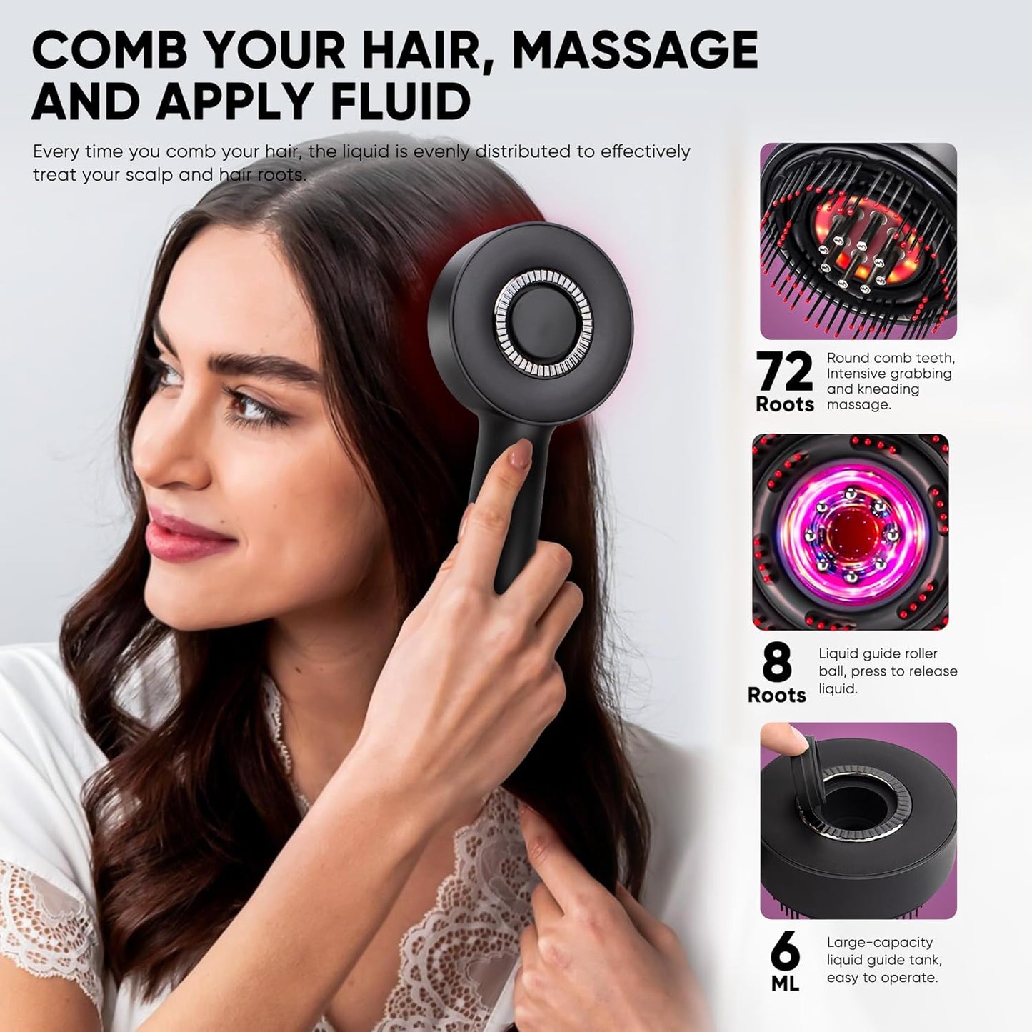 Rechargeable 3 in 1 Scalp Massager & Hair Growth Oil Applicator - IPX7 Waterproof Electric Brush for All Hair Types | Home & Travel Use