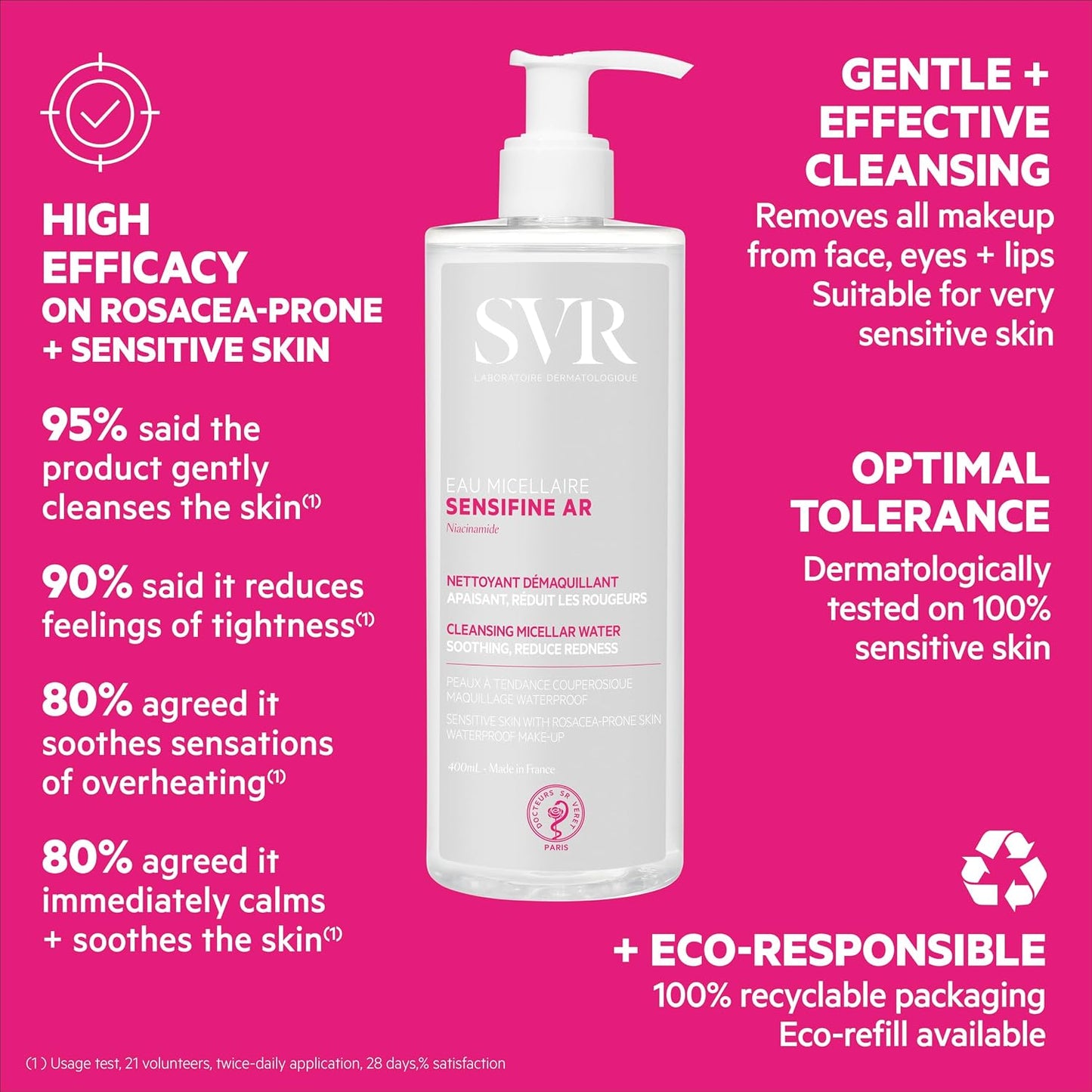 SVR Sensifine AR Micellar Water - Hydrating Makeup Remover for Sensitive Skin | 13.5 fl. oz.