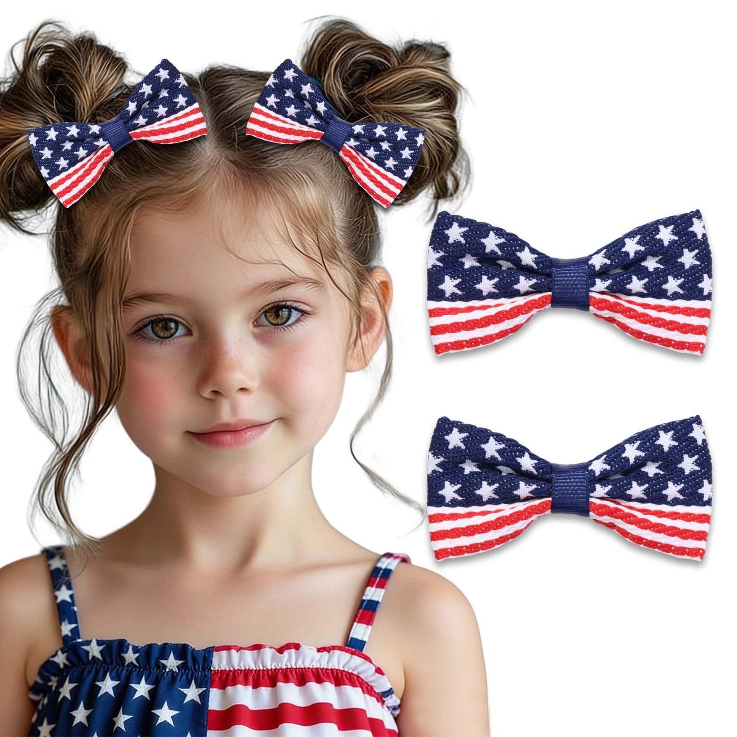 FARSYOD Hair Bow 4th of July Bows for Girls American Flag Hair Clips Patrioctic Bowknot Barrette USA Hairpin Red White Blue Accessories for Independence Day