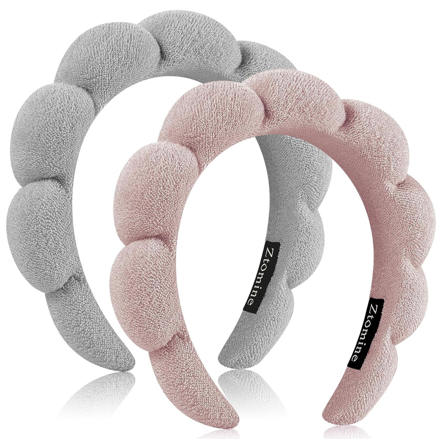 Spa Headbands for Face Washing | Soft Cotton Terry Cloth Set of 2 - Pink & Blue