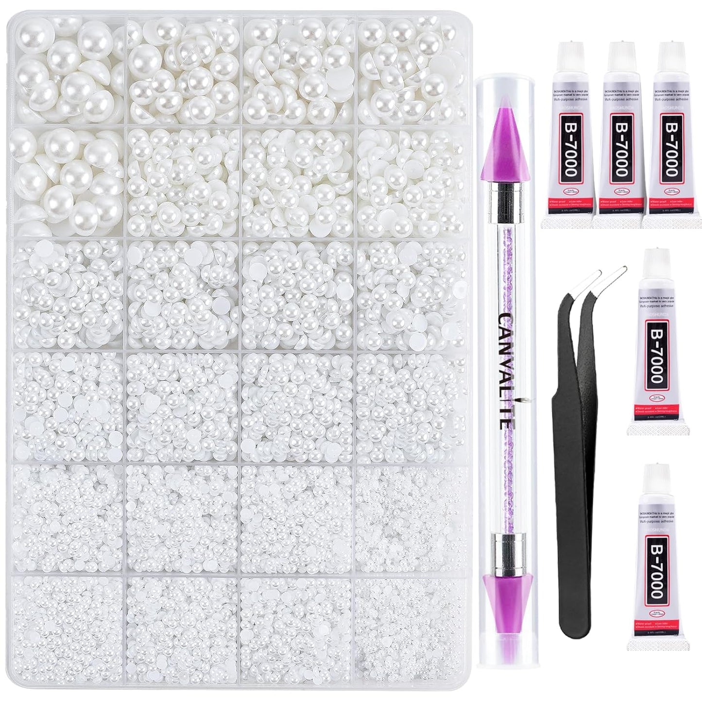 Canvalite 35000Pcs Multicolor Flatback Rhinestones - 3mm Bedazzling Kit with Glue & Tools for Crafting
