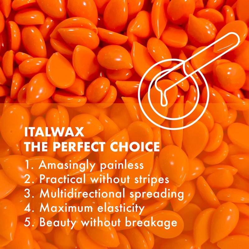 Italwax Top Line Coral Hard Wax Beads 1.65 lb (750 g) – Creamy Strong Grip Wax for Bikini & Coarse Hair, Suitable for Sensitive Skin, Professional Use – Made in Italy