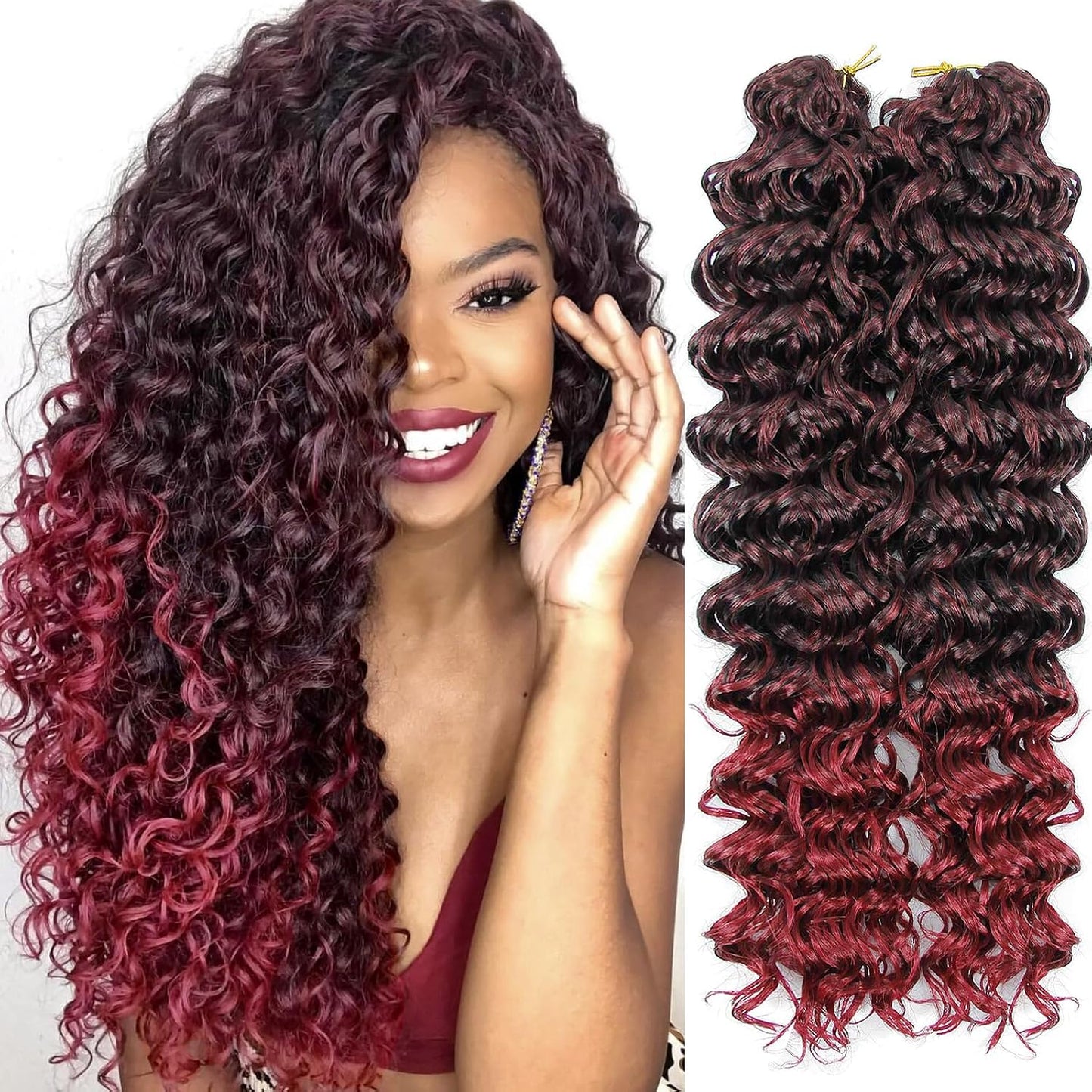 Water Wave Crochet Hair Extensions - Blonde Synthetic Bohemian Braids | 14 Inch Deep Wave (27#)