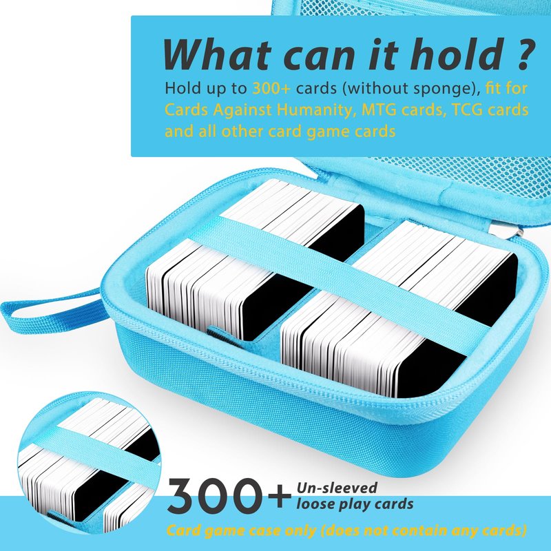 ZORETCO 300+ Game Card Storage Box, Collectible Trading Card Storage Holder Compatible with UNO/MTG/YuGiOh/TCG, Sports Cards Playing Card Game Storage Box, Blue (Case Only)