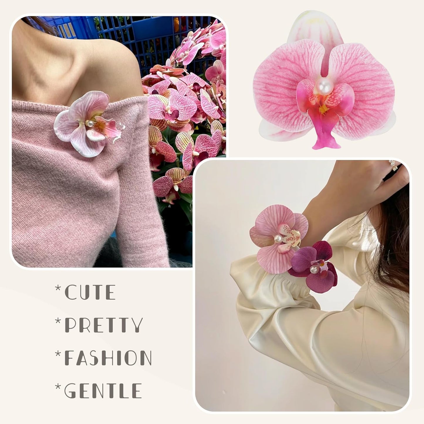 Hawaiian Flower Hair Clips - 7-Piece Set of 4-Inch Tropical Orchid Pins | Perfect for Beach Parties & Luau Outfits