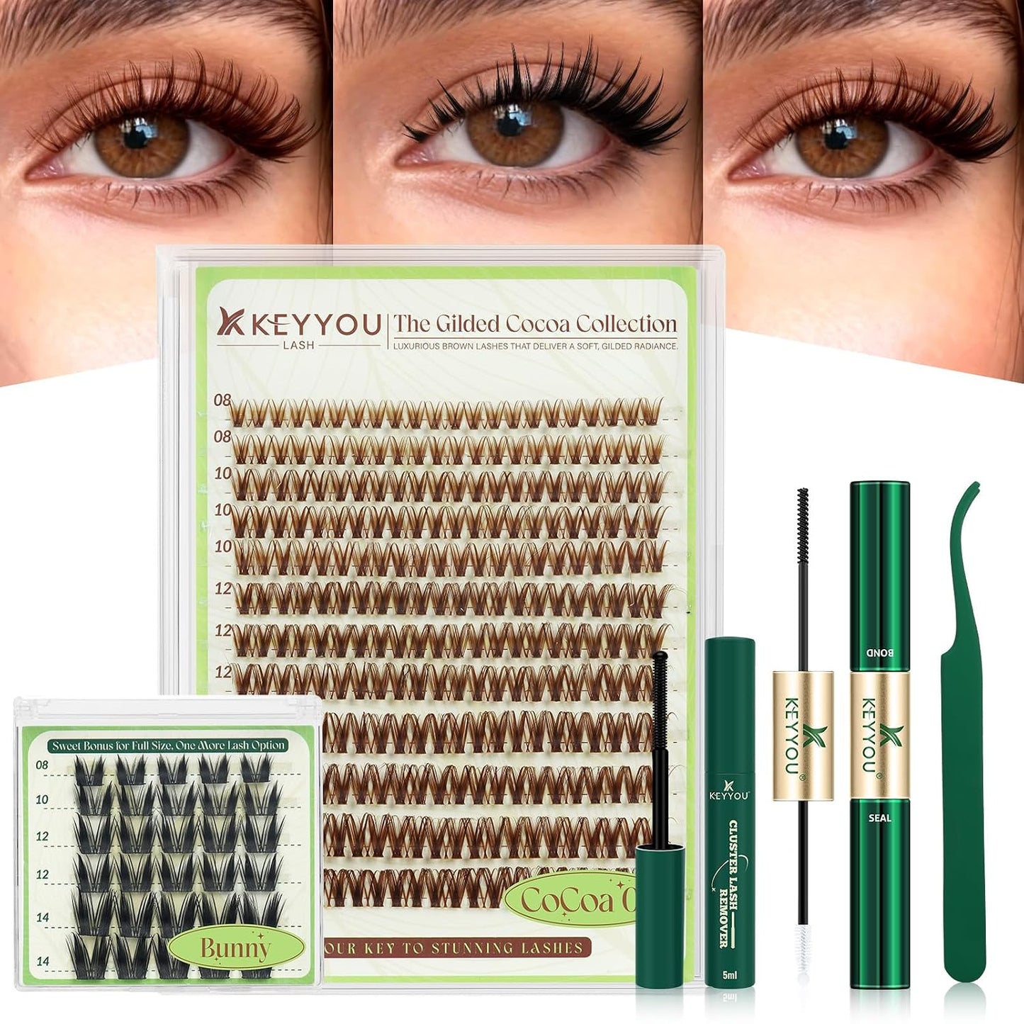 Spider Lash Clusters - Natural Wispy C Curl 8-16mm | Invisible Band DIY Eyelash for Anime Look