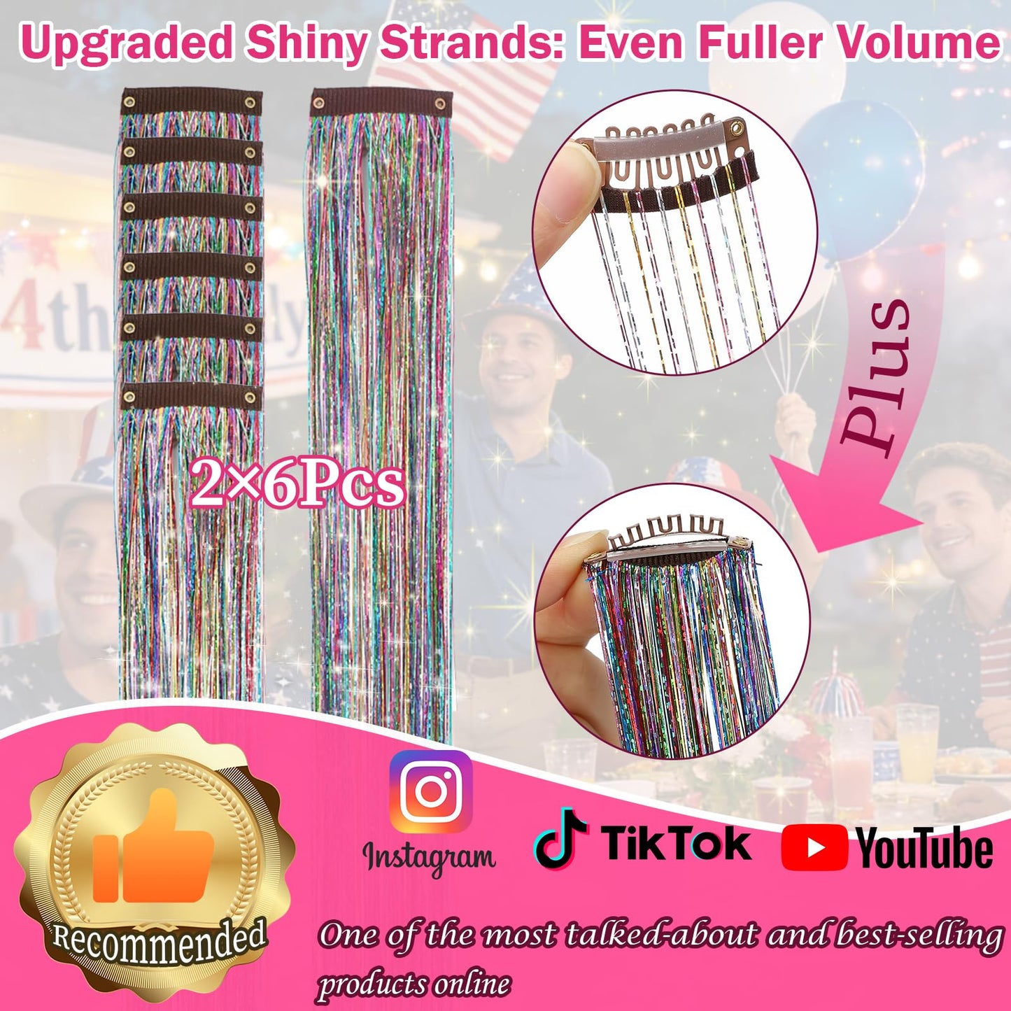 Clip In Hair Tinsel Extensions for Party Festival Gift Hair Accessories