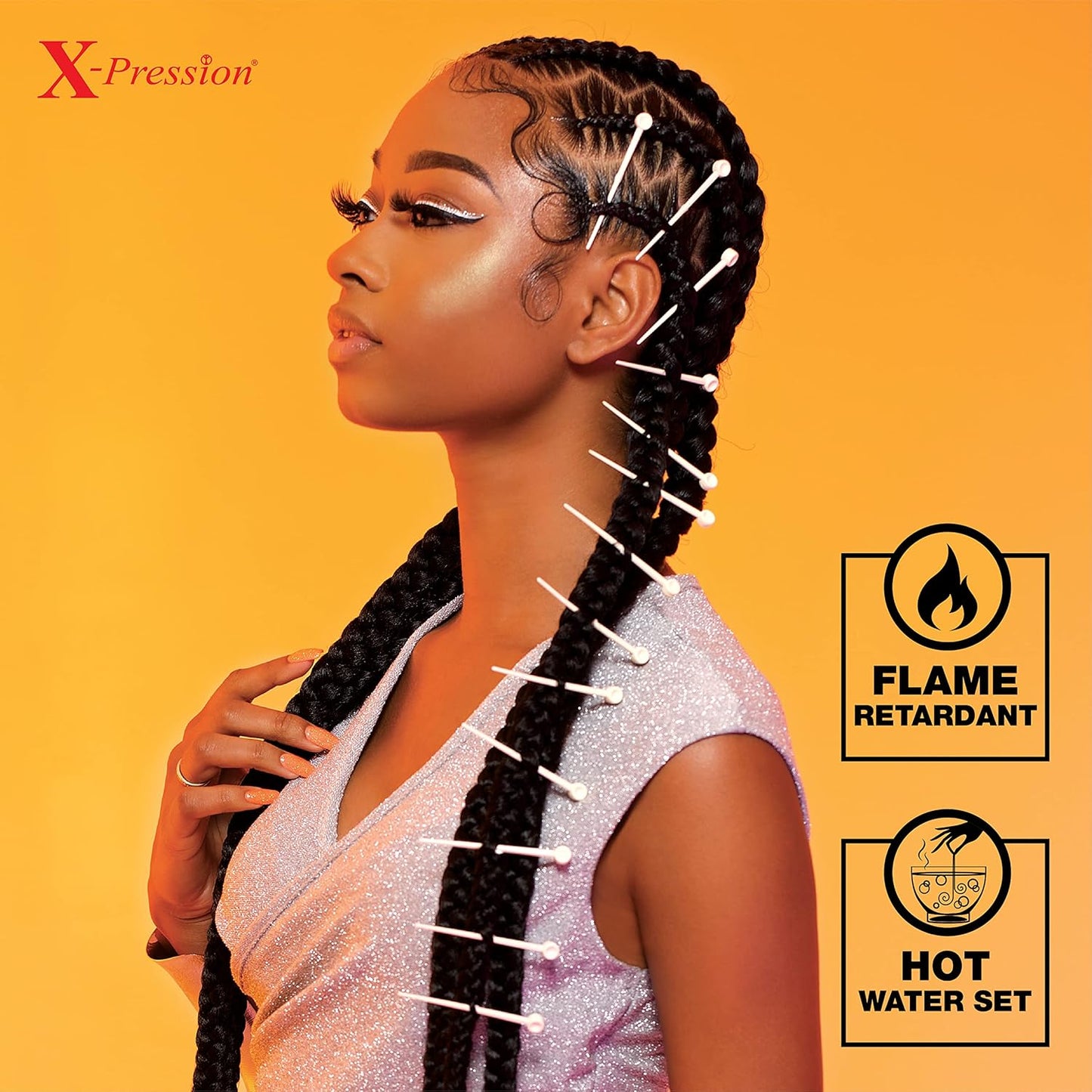X-Pression Pre-Stretched Braiding Hair - 58 Inch Kanekalon Synthetic Braid for Box Braids & Twists | 1B Off Black