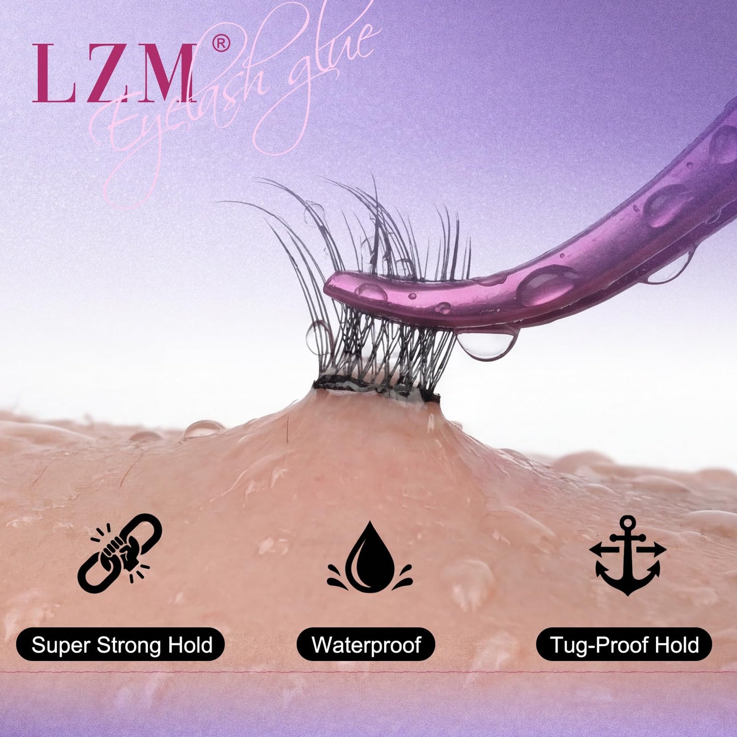 LZM Lash Bond and Seal Long-Lasting 72H Eyelash Cluster Glue Waterproof Lash Cluster Glue Strong Adhesive Easy to Use Eyelash Bond and Seal 5ml + 5ml (P01)