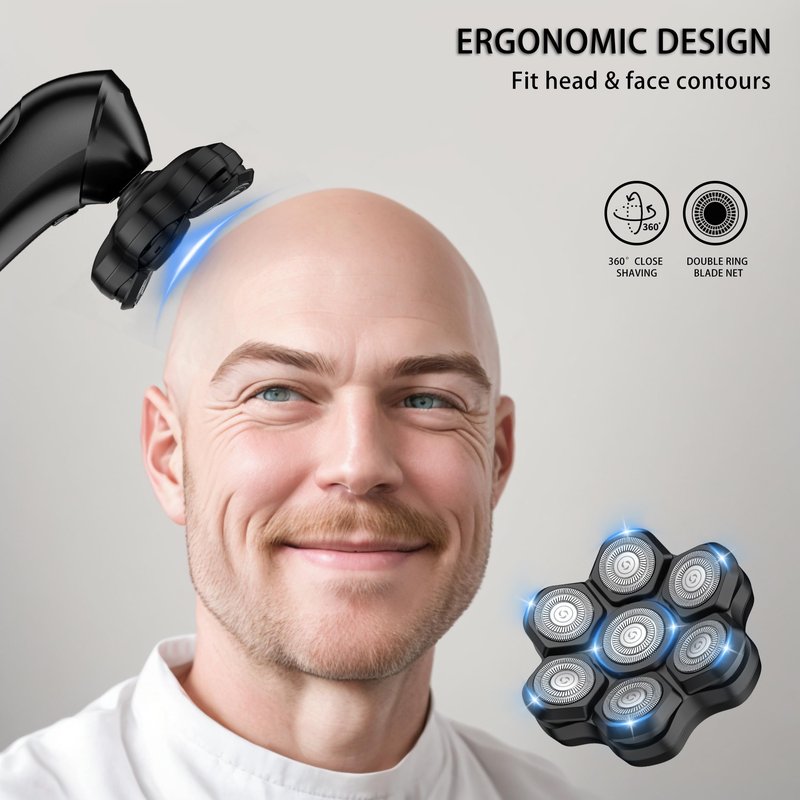 VODOZAVA Head Shaver Replacement Heads Magnetic 7 Blades Razor Replacement Blades Compatible with Freebird Shaver & Other Brands (blackm7)