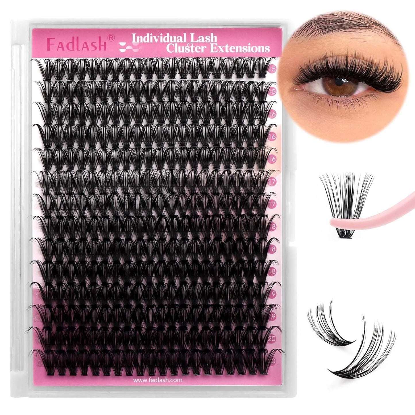 Cluster Lashes - D Curl Wispy Individual Eyelash Extensions for Natural Look | Reusable Fluffy DIY Kit (12-18mm Mix)
