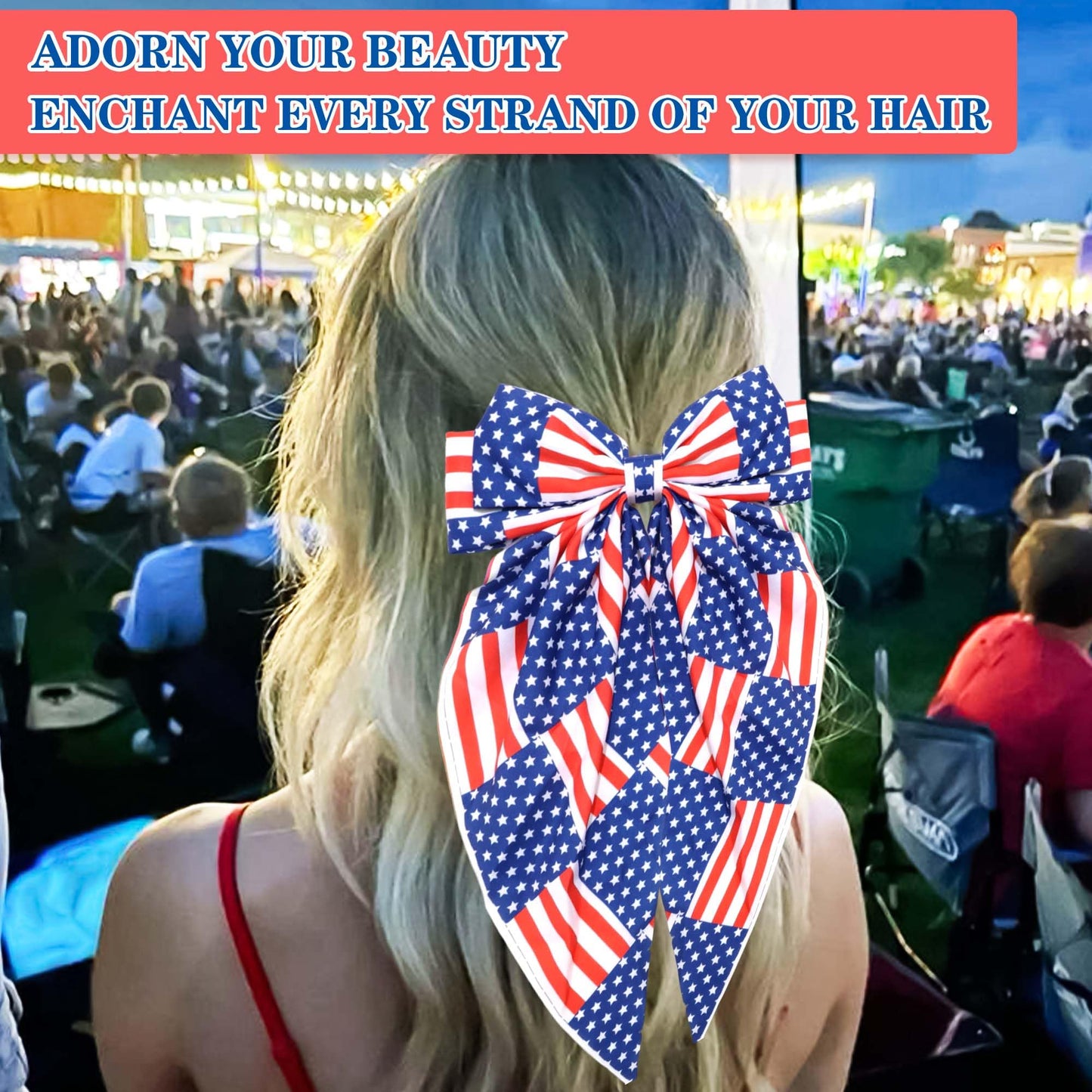 STGDAK 4th of July Hair Bow Clips for Women Red White Blue Bow Hair Accessories USA Flag Big Bows Patriotic Fourth of July Bowknot Accessories for Girls Women Independence Day Memorial Party Decor