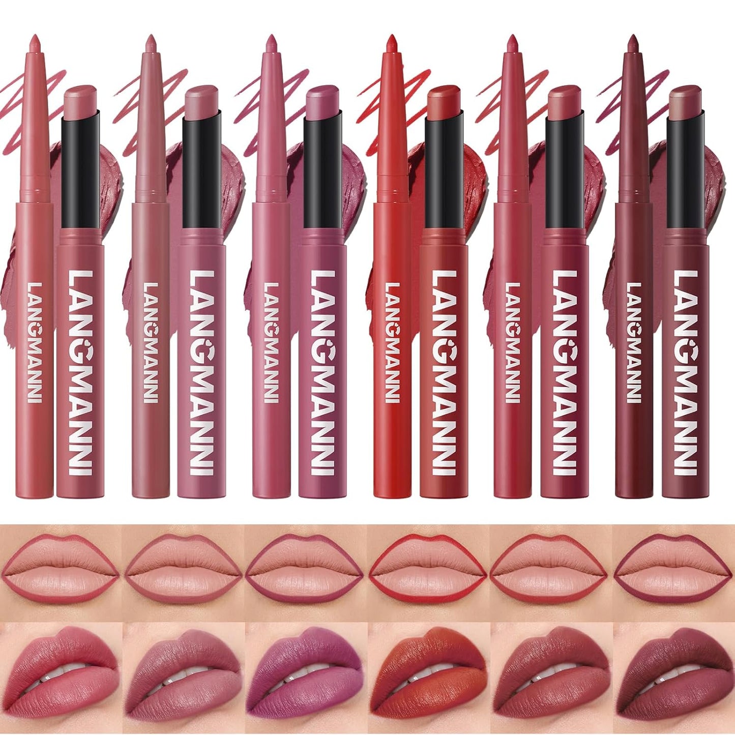 Matte Lip Liner & Liquid Lipstick Set - Velvety Nude Waterproof Long Wear | 8 Pcs High Pigment Makeup Gift Set