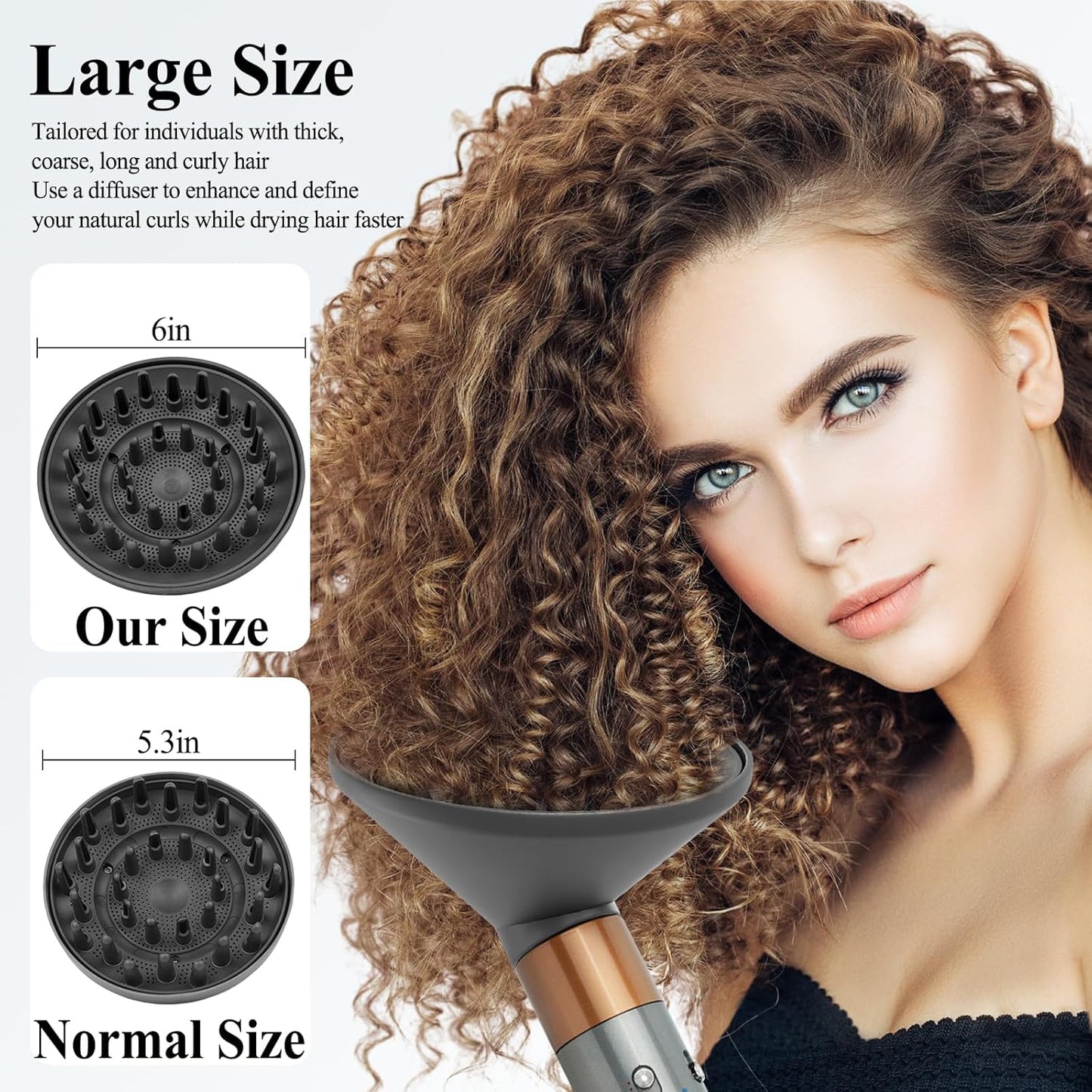 Large Diffuser Attachment for Dyson Airwrap | Upgraded Nozzle for Faster Curl Definition - Grey