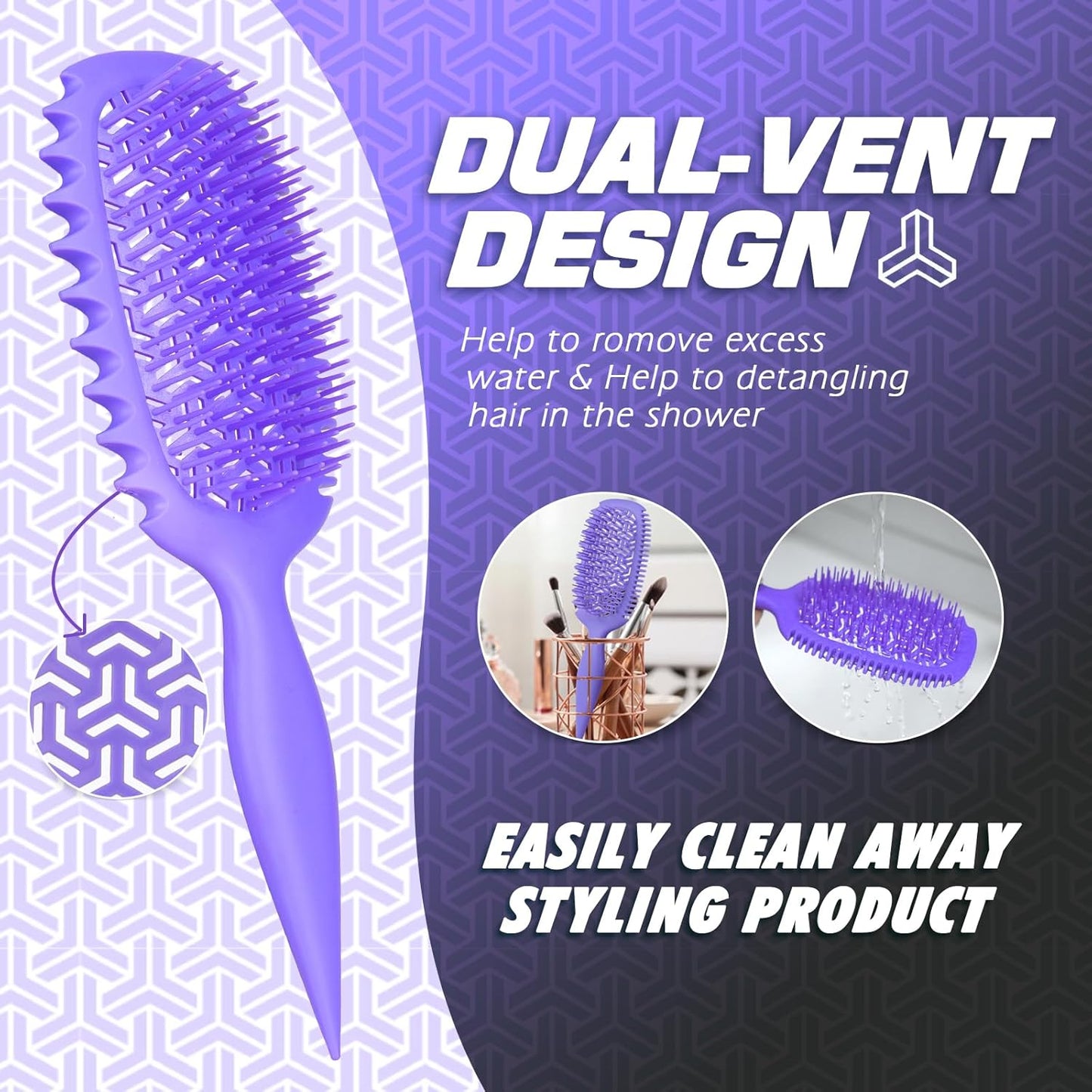 Curl Defining Vented Hair Brush - Effortlessly Detangles & Shapes | Ideal for All Hair Types, Reduces Frizz
