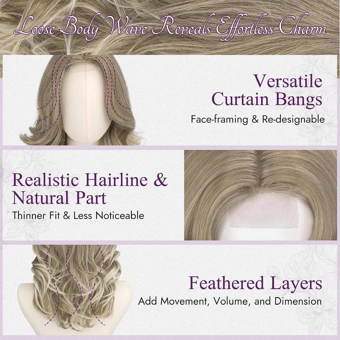 Short Wavy Layered Ash Blonde Wig | Shoulder-Length Body Wave with Face-Framing Bangs