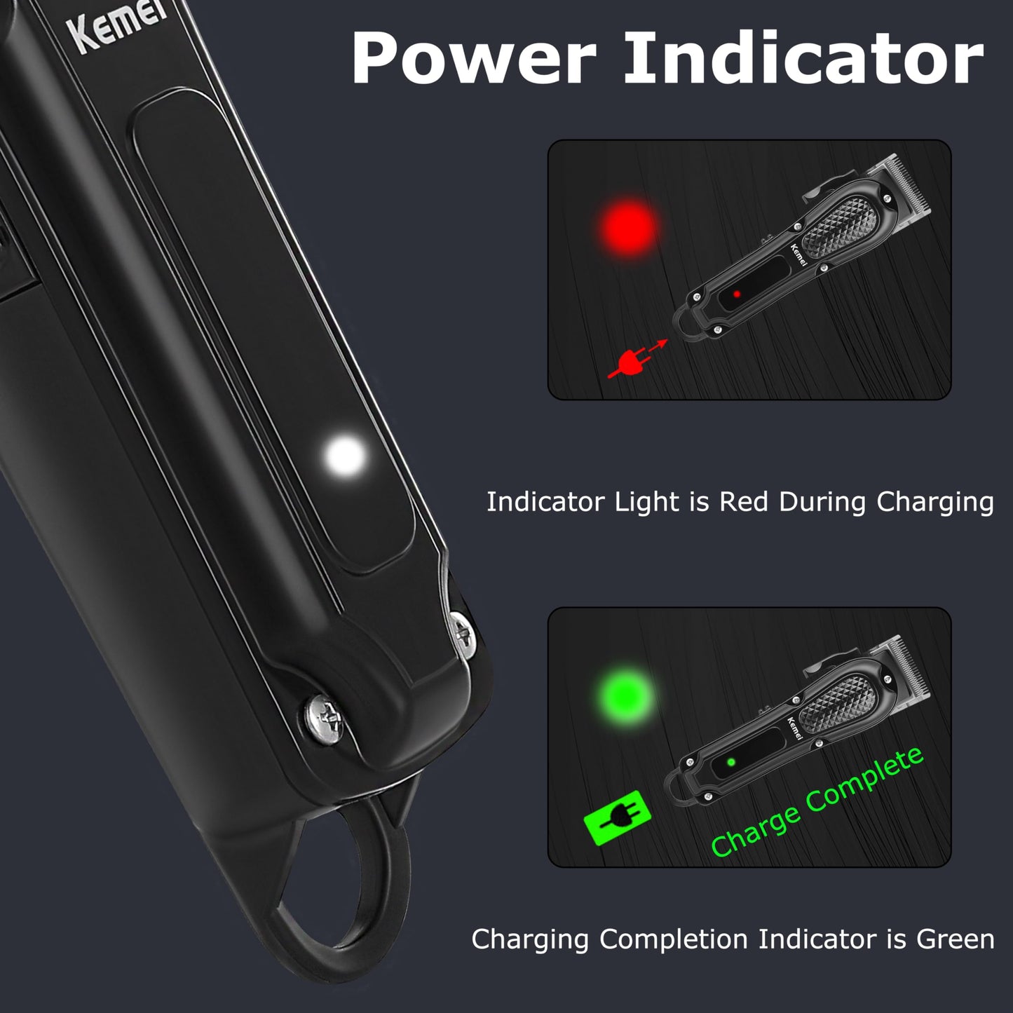 KEMEI Professional Hair Clippers for Men, Cordless & Corded Barber Hair Cutting Clipper, Rechargeable Beard Trimmer for Barbers/Home Use