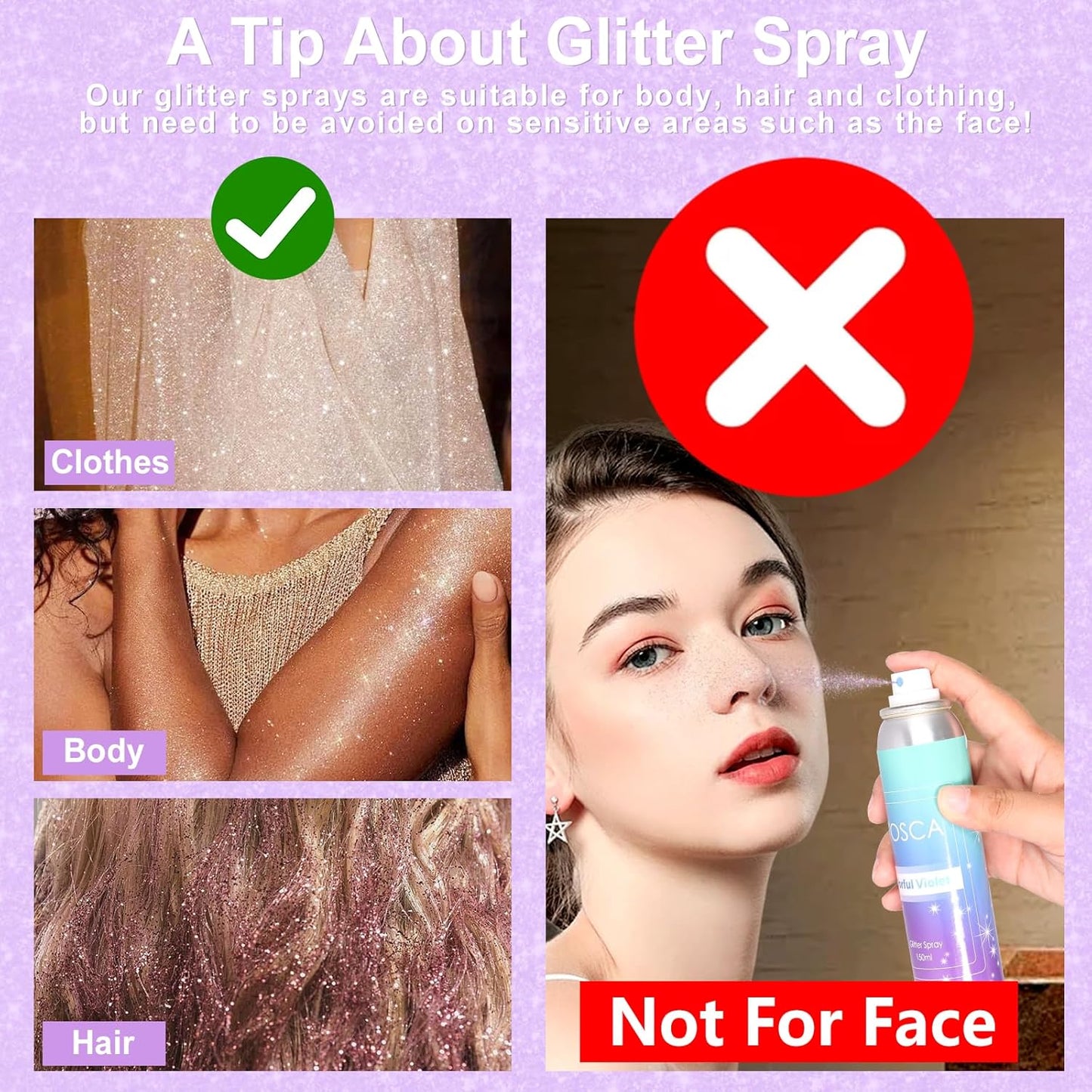 Holographic Silver Body Glitter Spray - 80ML Quick-Drying Shiny Hairspray for Festivals & Parties