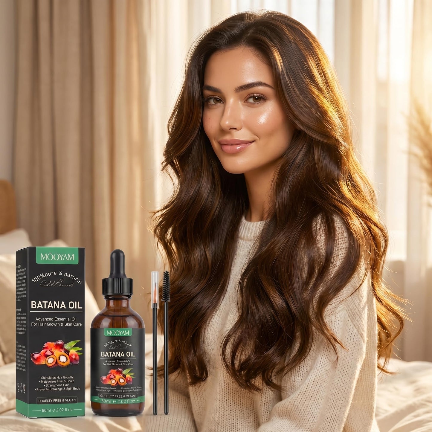 Batana Oil for Hair Growth – 100% Pure & Natural Cold Pressed Honduran Batana Oil, Stimulates Hair Growth, Strengthens Hair, Repairs Split Ends & Damaged Hair, All Hair Types, 2.02 fl oz (60ml)