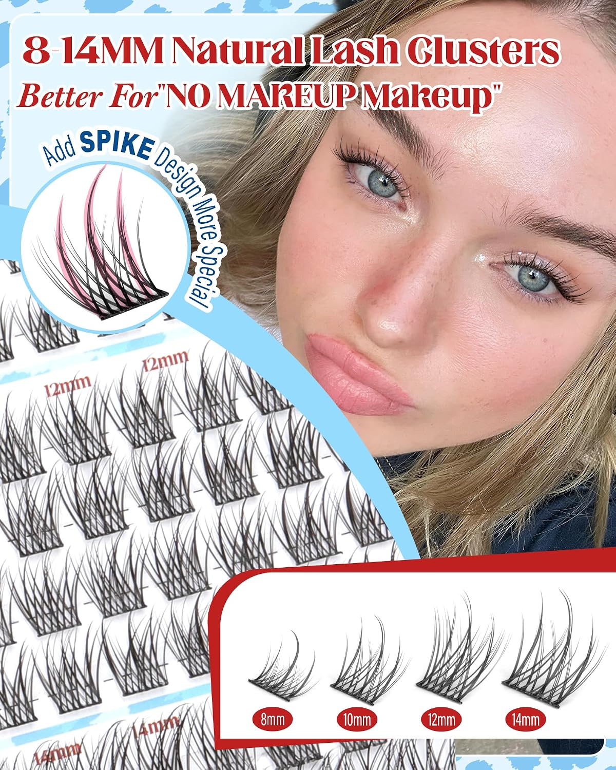 Natural Lash Clusters - Curly Eyelash Extensions for No Makeup Look | 168 Pcs in 8-10-12-14MM