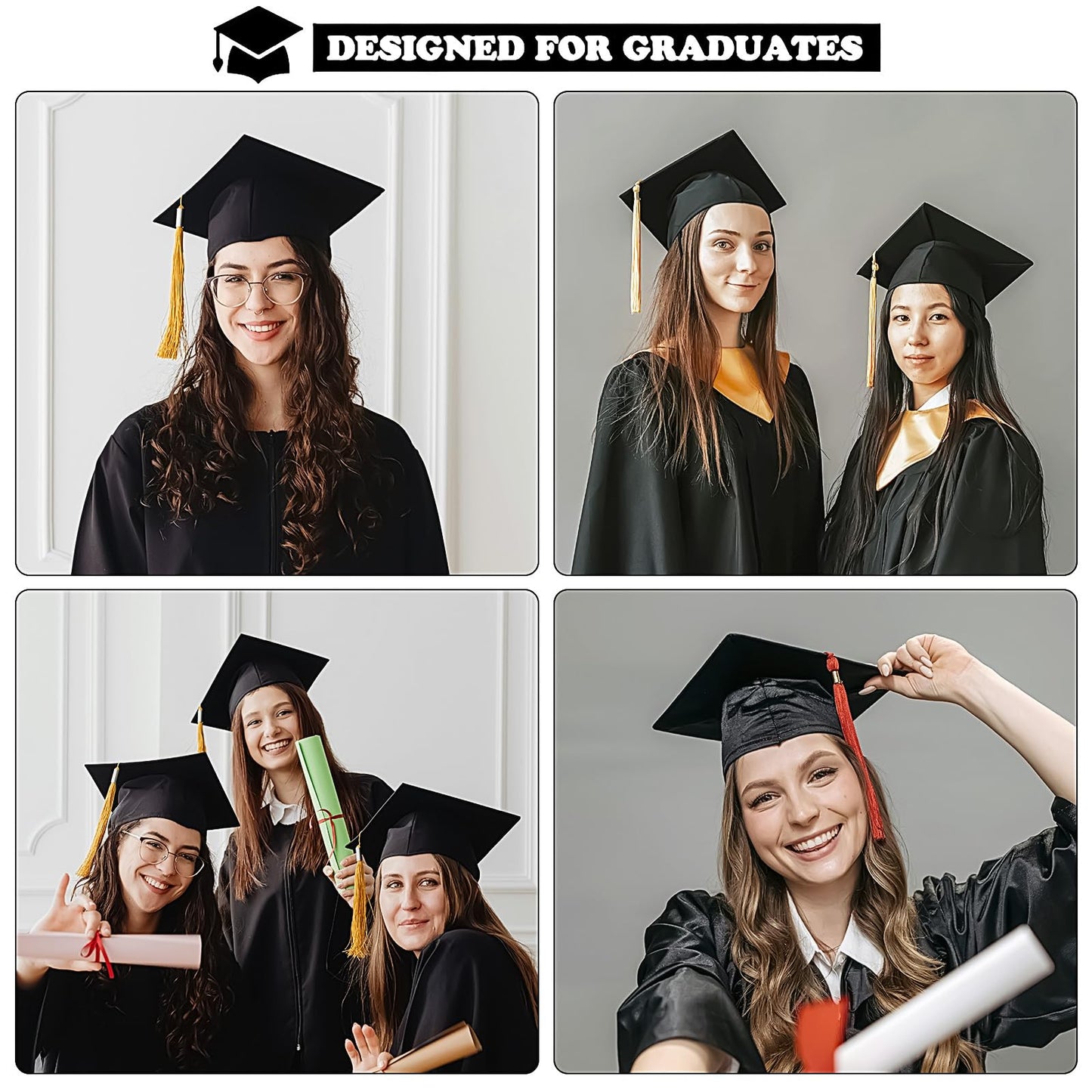 Graduation Cap Headband, Firm Anti-Fall HairBand for Graduation Hat, Hat Accessories for Graduates, Students, Women