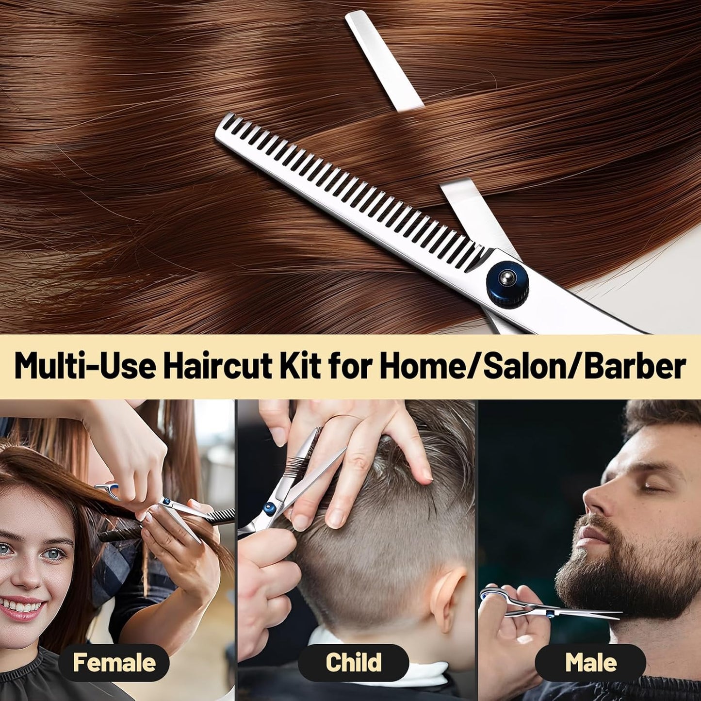 Professional Hair Cutting Scissors Set - Stainless Steel Barber Shears & Thinning Shears for Men, Women & Kids | LFJ1234