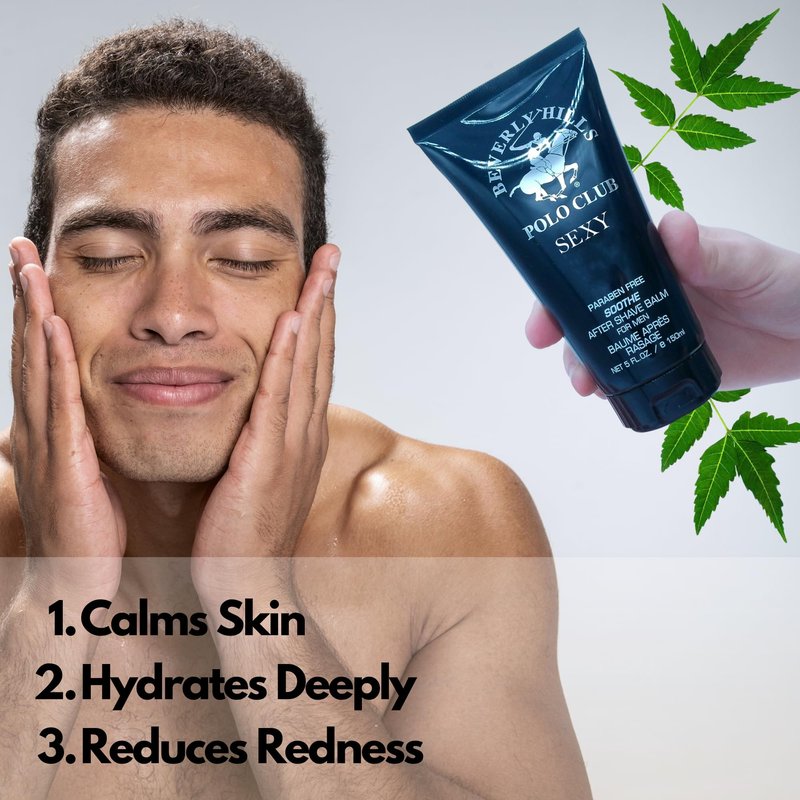 Beverly Hills Polo Club SEXY Soothe After Shave Balm for Men - Hydrating & Refreshing Aquatic Oriental Scent - 5 Fl Oz