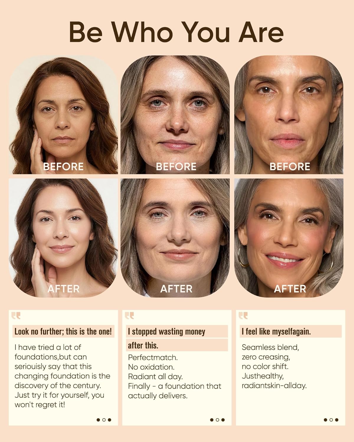 Color Changing Foundation for Mature Skin - 4-in-1 Light to Medium Shade | Hydrating Liquid Makeup, 30ml