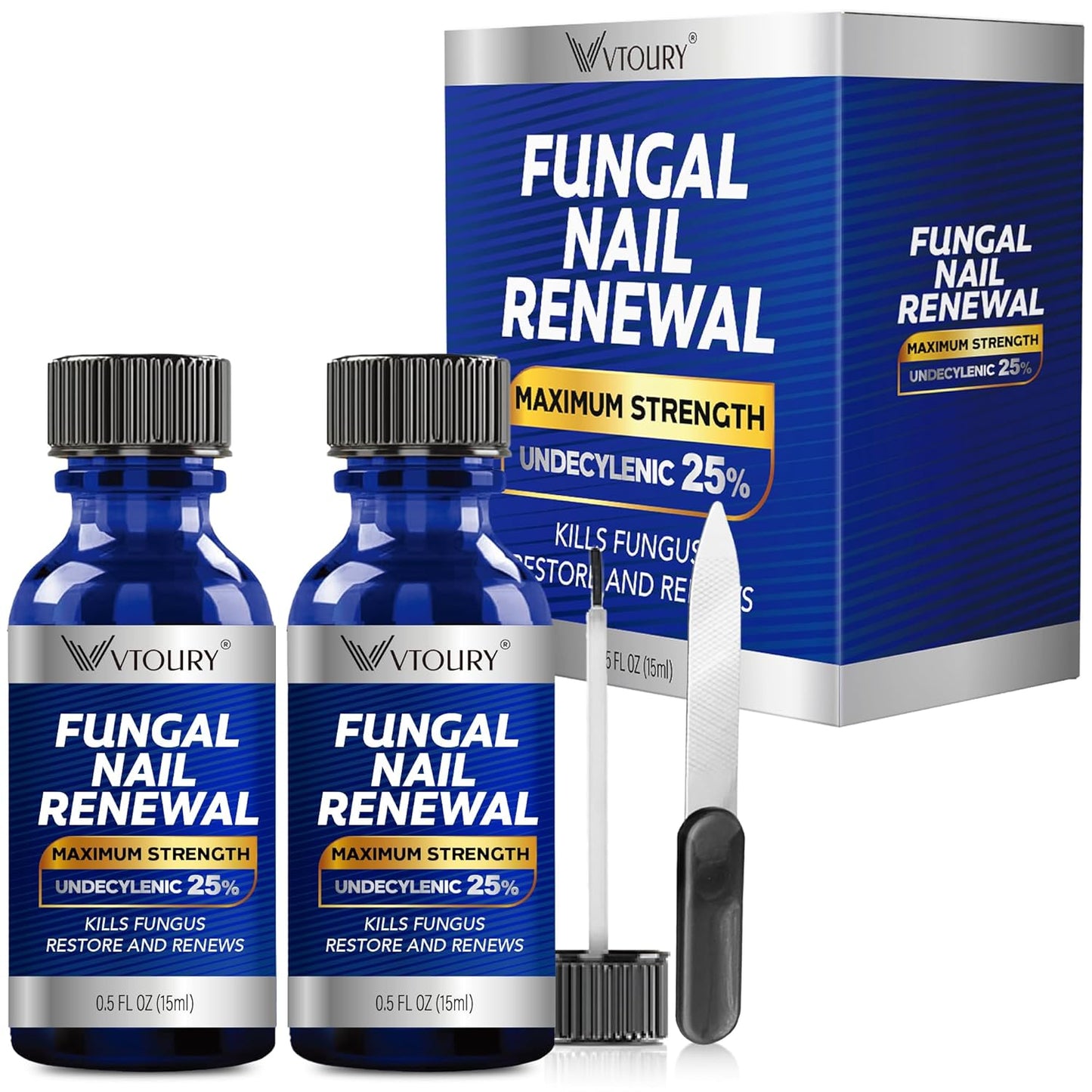Toenail Fungus Treatment - Extra Strength Solution with Undecylenic Acid & Tea Tree Oil | 15ml, 2 Bottles