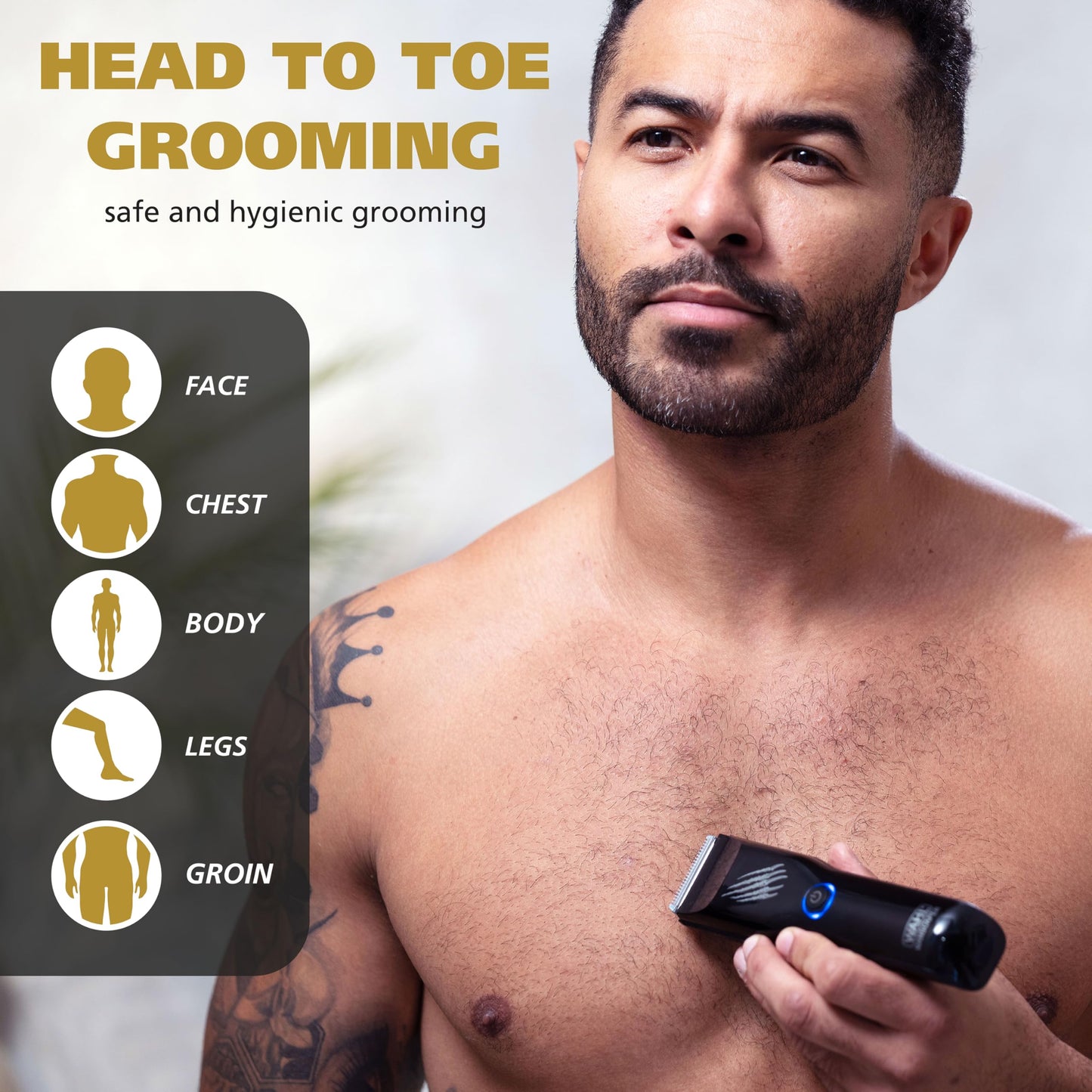 Wahl Manscaper Grizzly Rechargeable Groin & Body Hair Trimmer for Men – Extra Wide Stainless Steel Blade, Waterproof Wet/Dry Mens Body Shaver, 120-Minute Runtime, USB Charging – Model 3026572