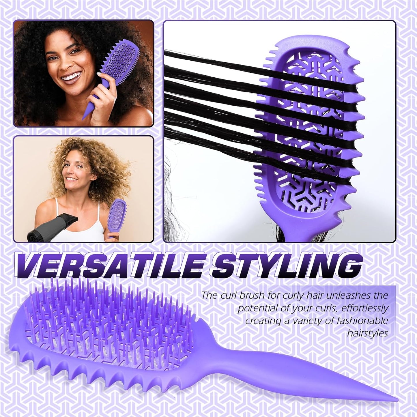 Curl Defining Vented Hair Brush - Effortlessly Detangles & Shapes | Ideal for All Hair Types, Reduces Frizz
