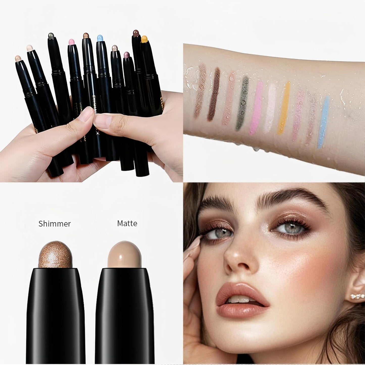 Cream Eyeshadow Stick - Silky Smooth Matte & Shimmer Finish | Waterproof & Long-Lasting, 10 Colors Available