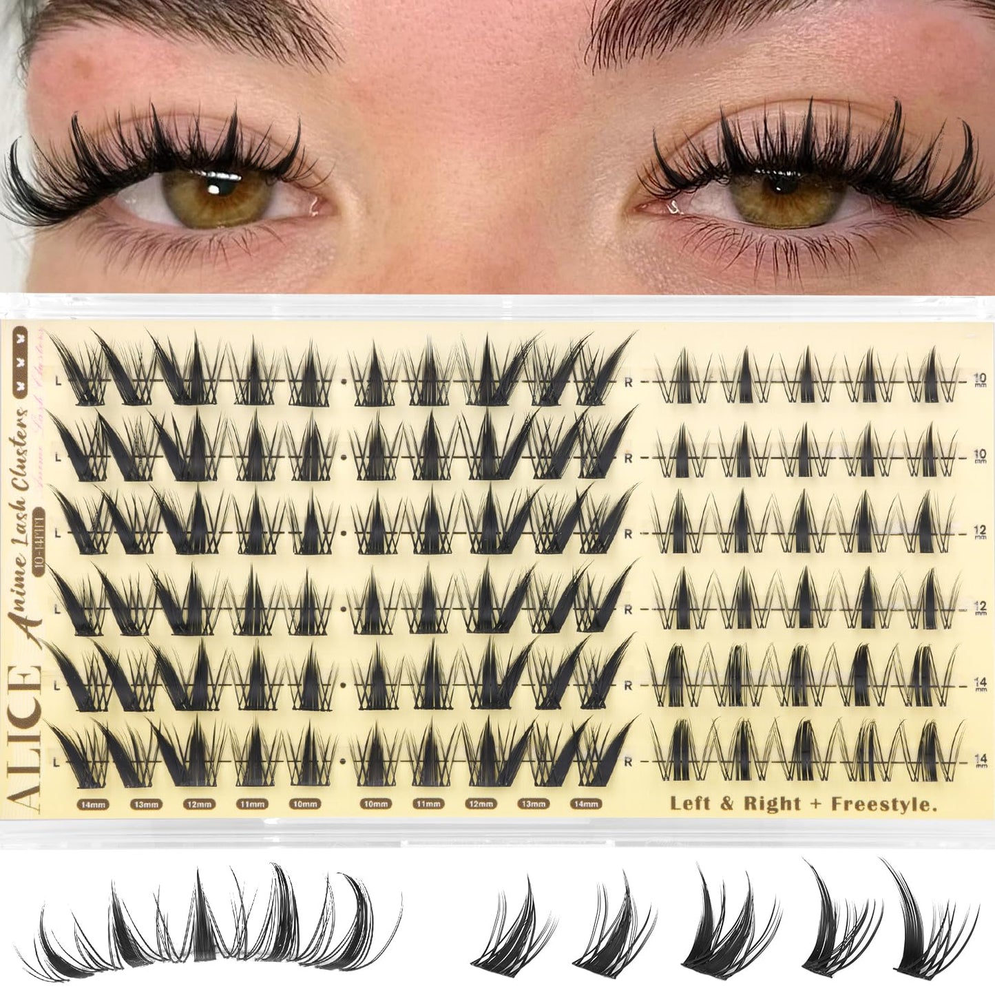 Natural Lash Clusters - Wispy Eyelash Extensions 168pcs | 8-16mm C-Curl, Soft Thin Band for a Natural Look