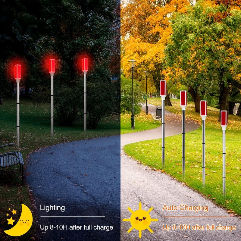 DatingShiny 10PCS Solar Powered Driveway Markers Reflective Driveway Markers Red Landscape Driveway Reflectors for Snow Road Outdoor Yard Parking Sidewalk