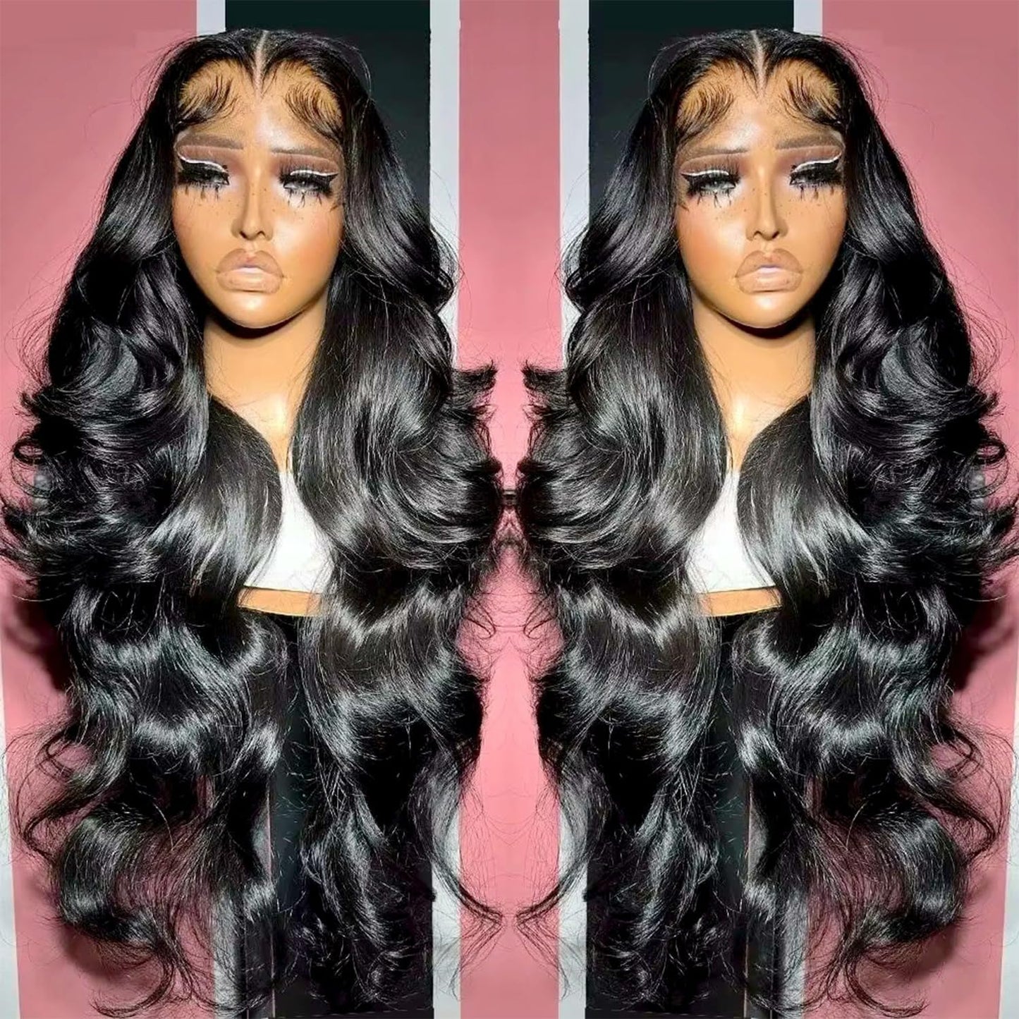 30 Inch Body Wave Lace Front Wig - Glueless Pre-Cut Highlight Ombre 1B/30 | 220% Density for Women