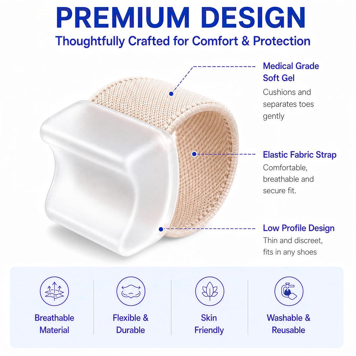Big Toe Spacers - Hallux Valgus Corrector for Bunion Pain Relief | Comfortable Fit for Men & Women
