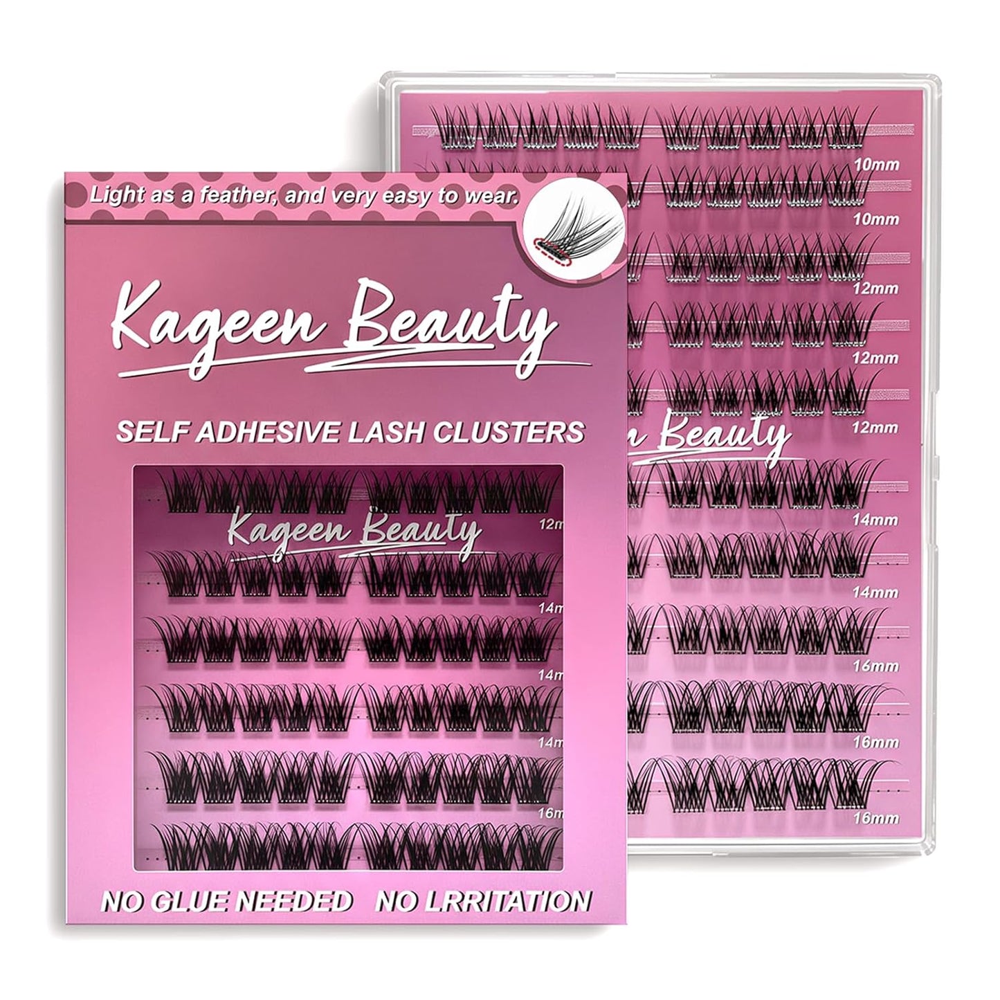 Self-Adhesive False Eyelashes - 100 Clusters for Natural Look | Fluffy, Lightweight, Thick Curled (10-16mm)