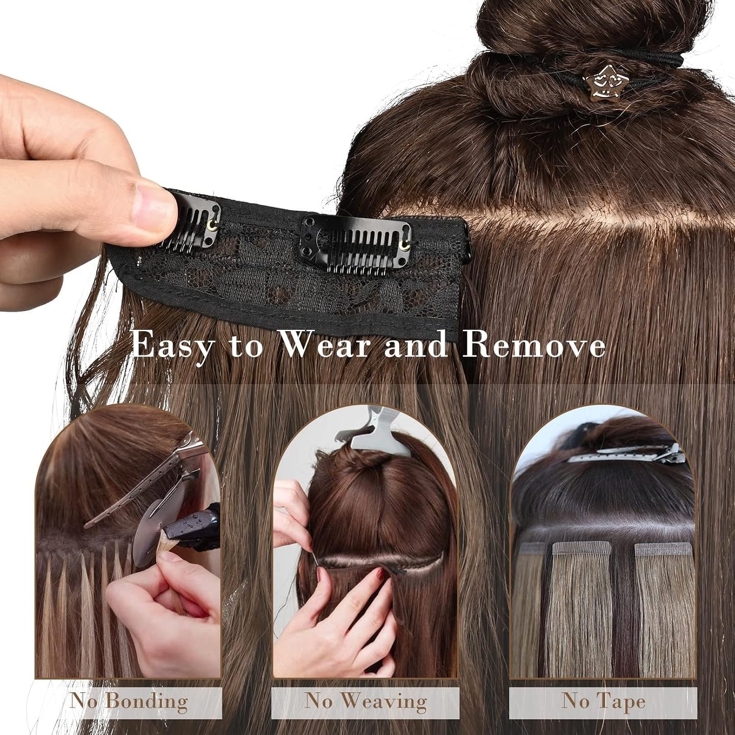 Clip-In Hair Extensions - 4PCS Natural Soft Synthetic Hairpieces for Women | Platinum Blonde