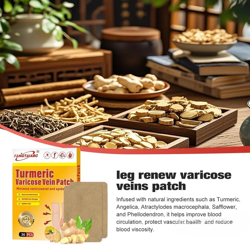 Varicose Veins Patch - 36PCS Turmeric Treatment for Legs | Natural Spider Vein Relief & Enhanced Circulation