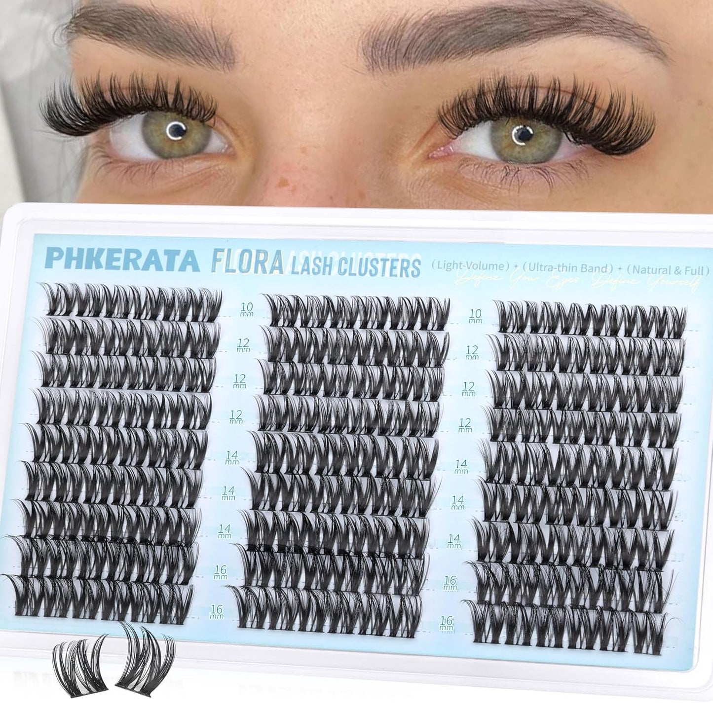 Eyelash Clusters - Natural Wispy Lash Extensions 240 Pcs | DIY Soft C Curly 10-16mm Individual Lashes