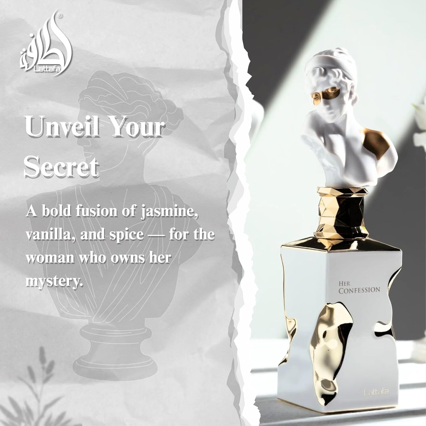 Lattafa Her Confession Eau de Parfum - Long-Lasting Vanilla Floral Musk Fragrance for Women | 3.40 oz / 100 ml