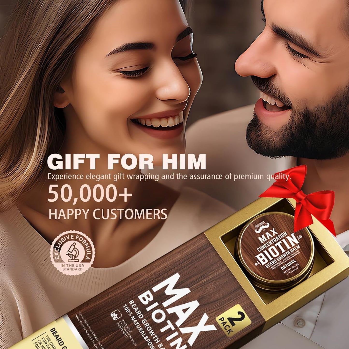 Biotin Beard Balm Set for Men - Natural Sandalwood Butters | Moisturize & Shape Beards - Perfect Grooming Gift