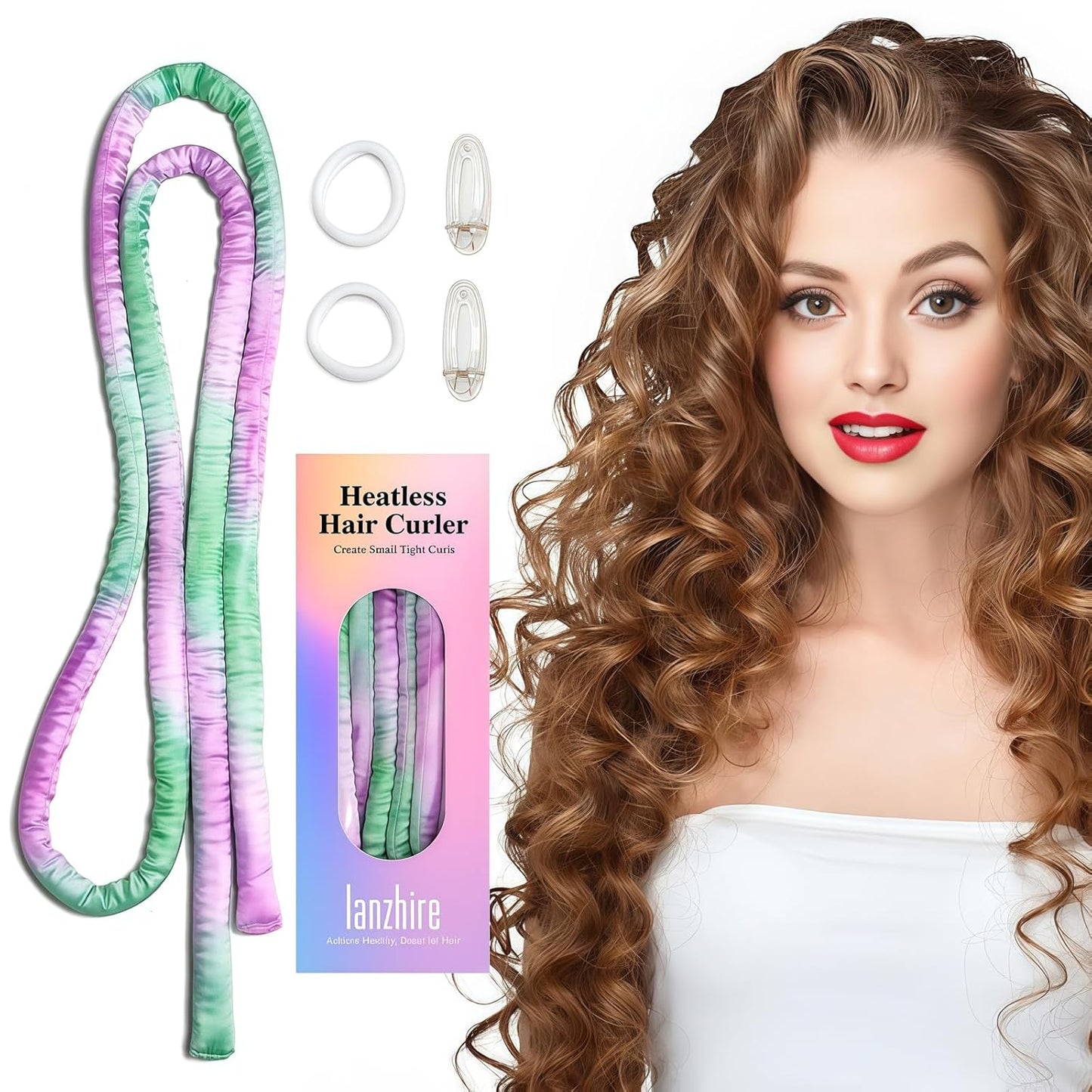 No Heat Overnight Curling Headband - Heatless Curlers for Long & Short Hair | Black