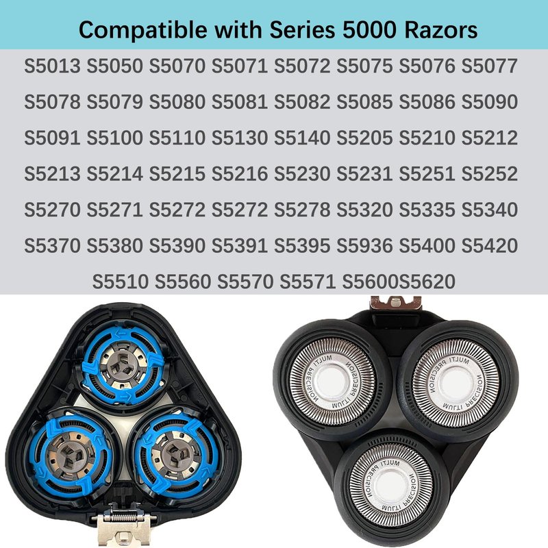 Gleway SH50 Whole Head Replacement Head Compatible with Philips Series 5000 Electric Shaver Complete Head for Razor Series S5000 Model ATXX, PTXX, S5xxx, PT8xx, PT7xx, AT8xx, AT7xx