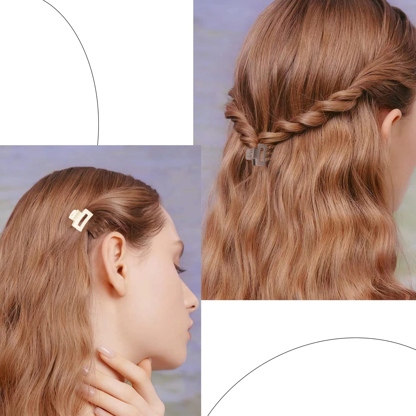 Small Claw Hair Clips for Women Girls - Mini Hair Clips Rectangle Tiny Claw Clips for Thin Hair Strong Hold Cute Jaw Clip Nonslip Hair Styling Accessories with Box