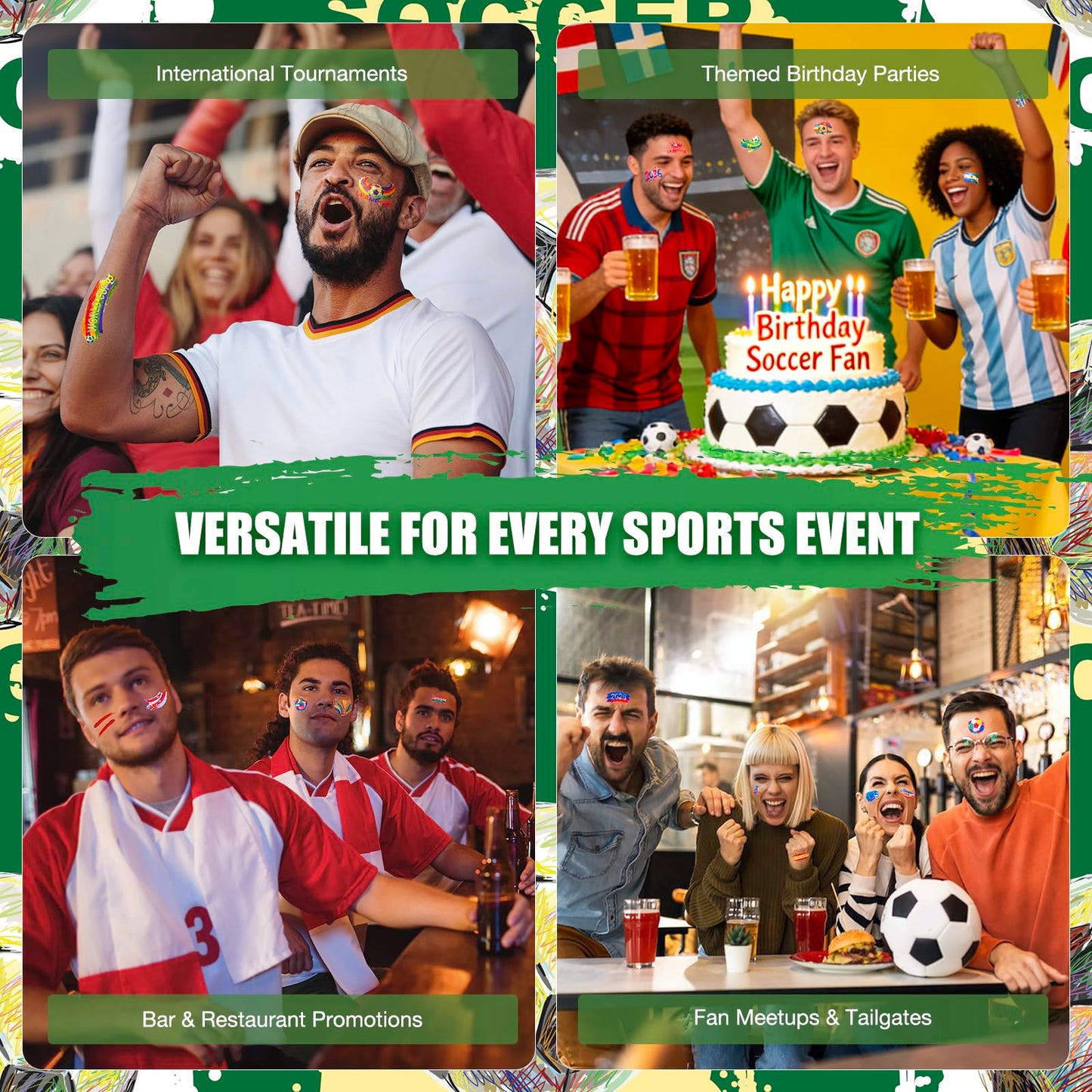 45 Pcs Soccer Tattoos - World Cup Temporary Tattoos for Adult，Teens，Soccer Party Favors Sports Themed Supplies Fake Tattoo Stickers，World Cup 2026 Merchandise