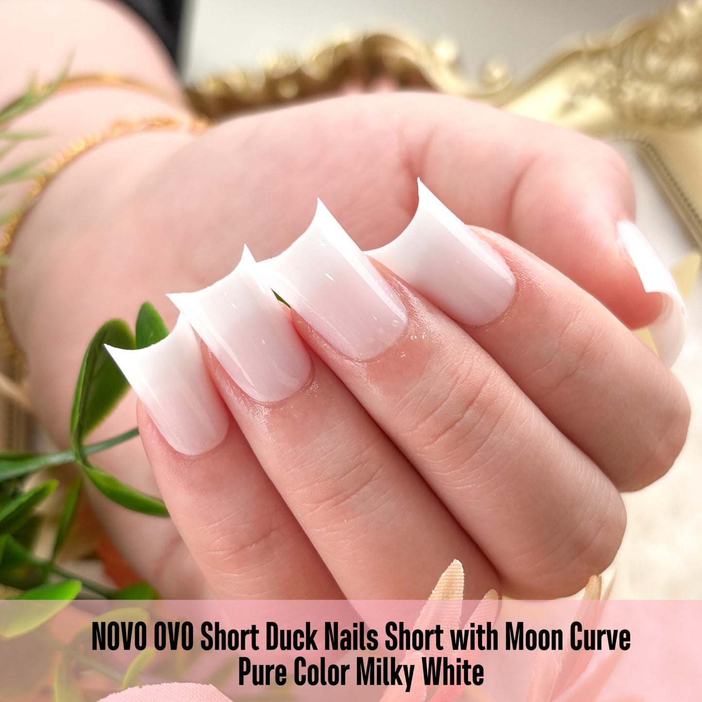 NOVO OVO Square French Tip Nail Tips, Extra Thick Soft Gel Tips Full Cover, Pre-Etched False Nails (Need Builder Glue Gel & Top Coat)