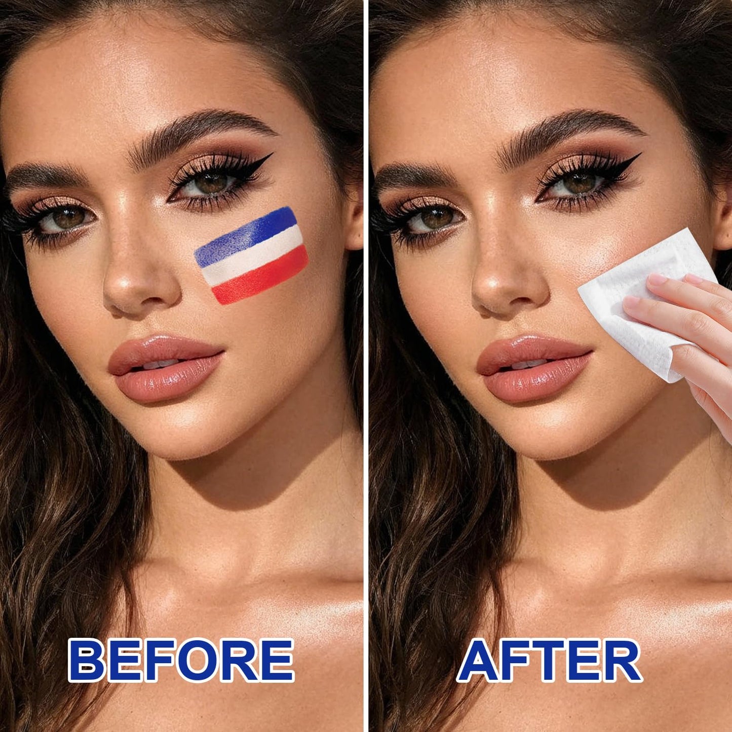 Blue White and Red France Face Body Paint Stick for 2026 World Cup Fan Soccer Baseball Softball Sports Eye Black Stick Makeup (France)